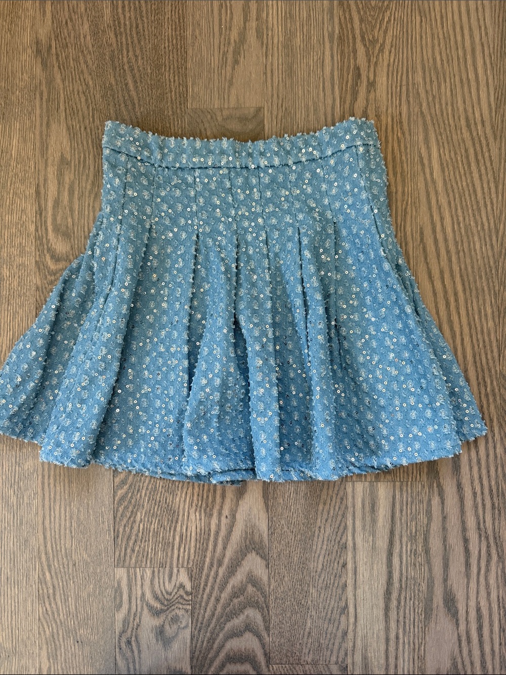 Lola and the Boys Denim Sparkle Pleated Skirt